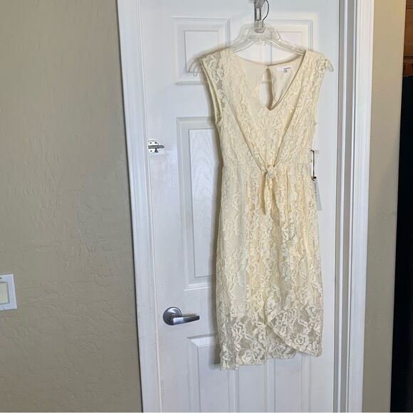 JUNE & HUDSON IVORY HI LOW SLEEVELESS LACE DRESS Size Medium - Picture 2 of 14